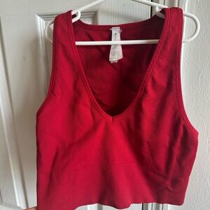 Red Ribbed Crop Top - Athleta